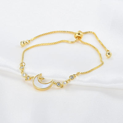 Bracelet - Women's Adjustable Pull Bracelet Real Gold Electroplating Shell Moon Bracelet