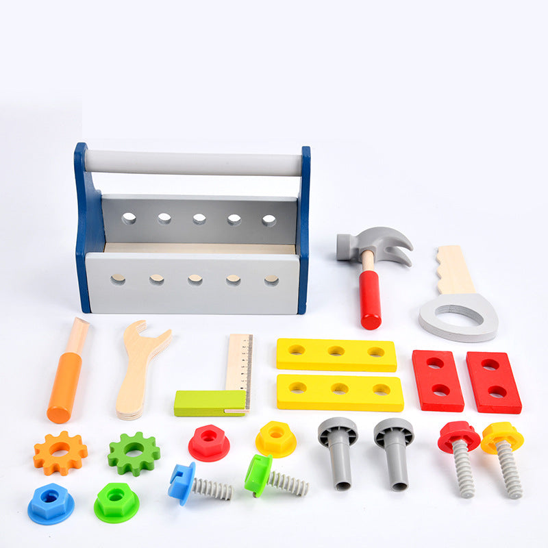 Kids DIY Portable Wood Tool Chest Nut Toy Sets