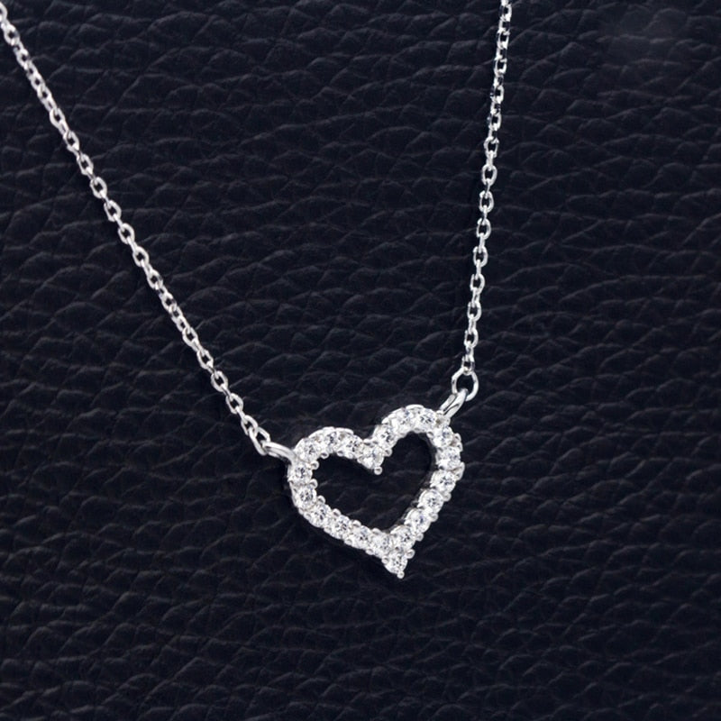 Necklace - Woman's 925 Sterling Silver Love Heart Necklace