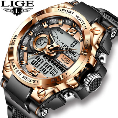 Men's Watch - Lige Dual Luminous Display Electronic Quartz Watch - GiddyGoatStore