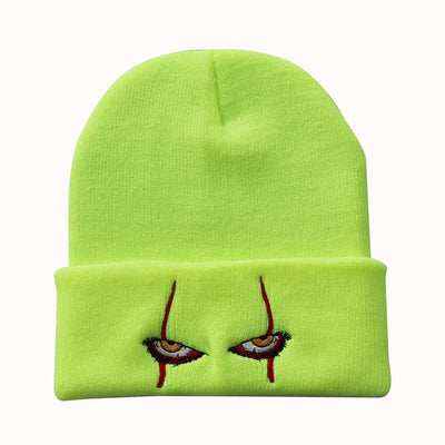 Halloween - Scary Clown Eyes Embroidered Woolen Knitted Beanie Hat