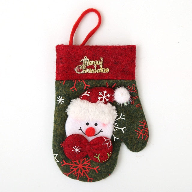 Christmas Oven Mitts Style Fork Knife Cutlery Holder Bag