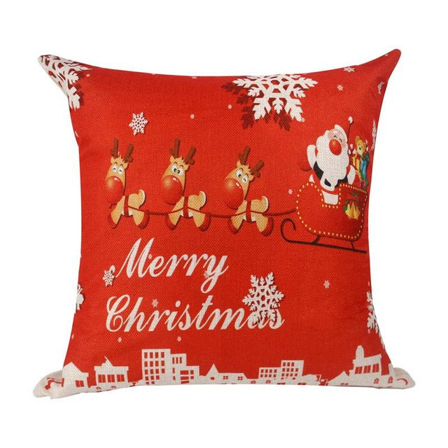 Pillow Cover - Christmas Santa Claus Reindeer Xmas Pillow Case