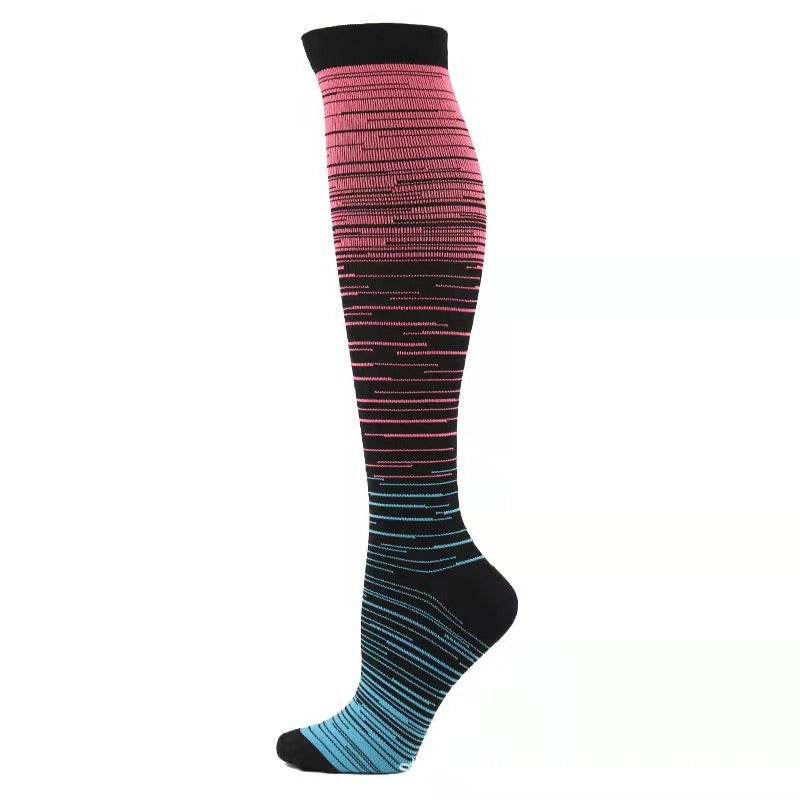 3 Pairs Unisex Colorful Gradient Nylon Pressure Socks