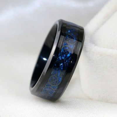 Ring - Unisex Carofeez Black Blue Zircon Charm Stainless Steel Wedding Couples Ring