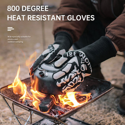 Gloves - 800 Degree Silica Gel Heat Resistant BBQ Oven Mitts Gloves