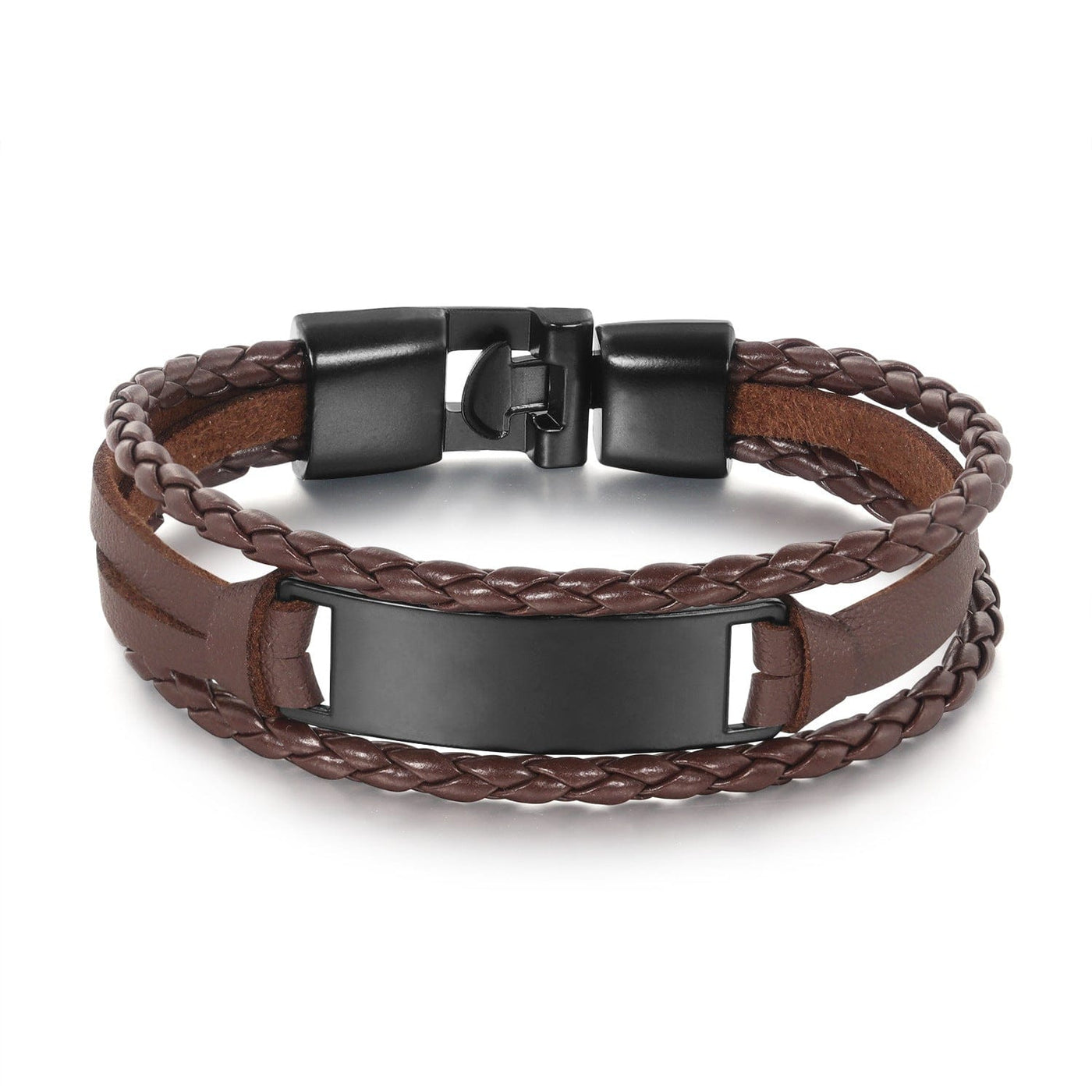 Bracelet - Men's Glossy Multi-Layer Braided Leather Bracelet