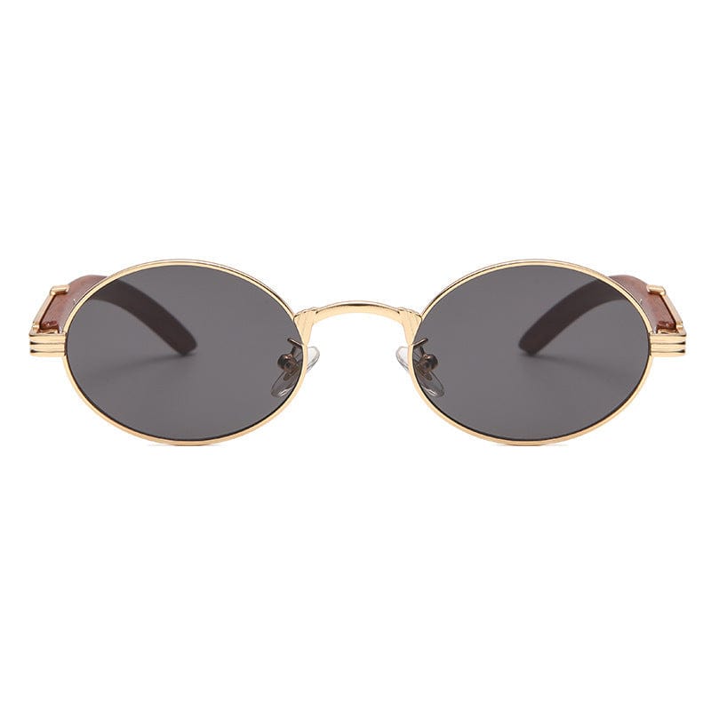 Gafas de sol - Gafas de sol estilo hipster redondas con estampado de madera de imitación vintage para hombre UV400