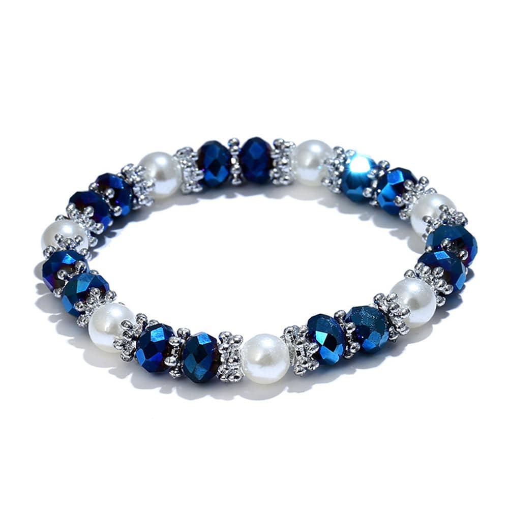 Bracelet - Women's Colorful Rhinestone Faux Pearls Charm Bracelet