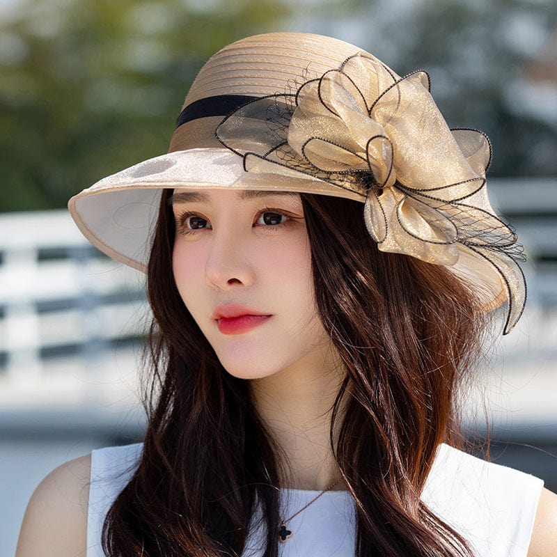 Organza Flower Fashion Wide-Brimmed Sunshade Hat