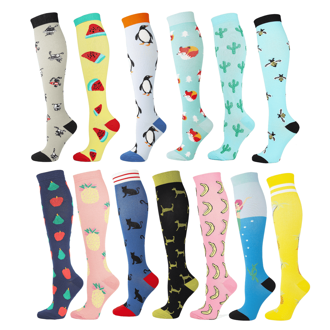 Knee-High Compression Socks - Fun Images - GiddyGoatStore