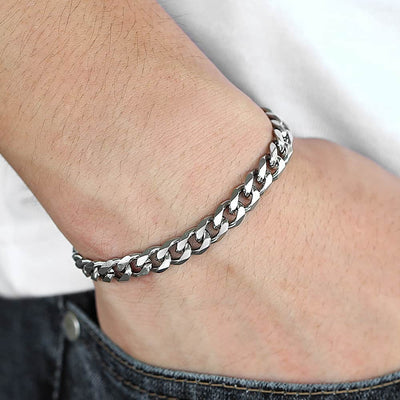 Stainless Steel Cuban Link Chain Unisex Bracelet ~ 3-11mm - GiddyGoatStore