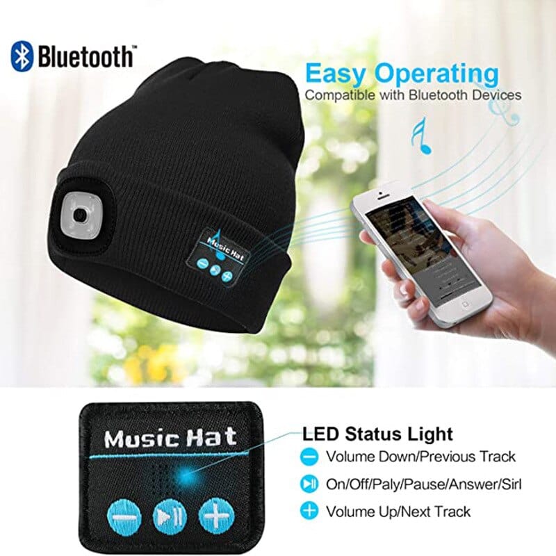 Unisex LED Beanie With Bluetooth Built-In Headphones