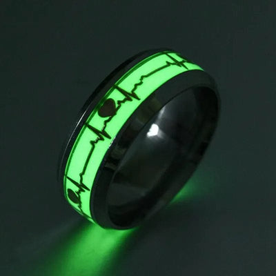 Ring - Unisex Luminous Glow in the Dark Stainless Steel Heart Couples Ring