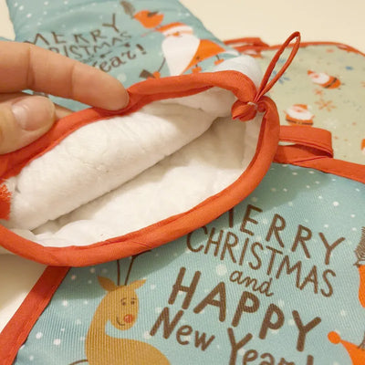 Christmas -  Microwave Gloves Two-piece Heat-resistant Oven Mitt
