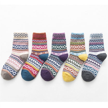 Winter Women Socks Thick Casual Wool Socks - 5 Pair