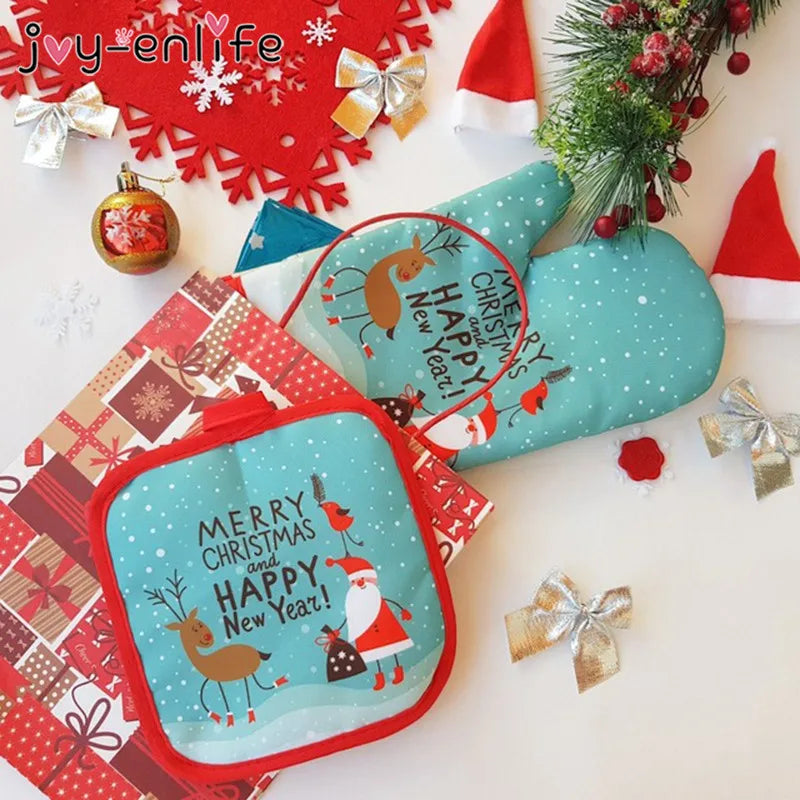 Christmas -  Microwave Gloves Two-piece Heat-resistant Oven Mitt