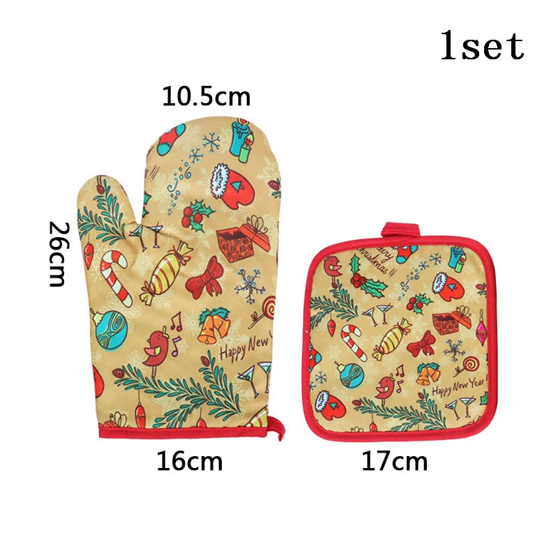 Christmas -  Microwave Gloves Two-piece Heat-resistant Oven Mitt
