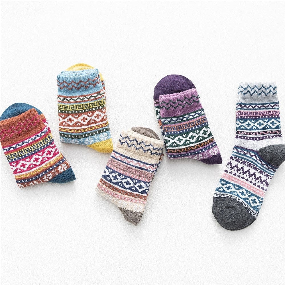 Winter Women Socks Thick Casual Wool Socks - 5 Pair - GiddyGoatStore