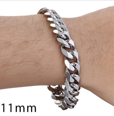 Stainless Steel Cuban Link Chain Unisex Bracelet ~ 3-11mm