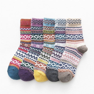 Winter Women Socks Thick Casual Wool Socks - 5 Pair - GiddyGoatStore