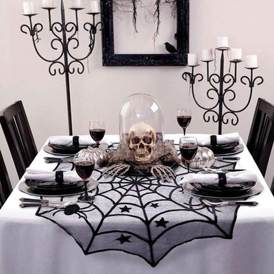 Halloween Web Skeleton Skull Tablecloth - GiddyGoatStore