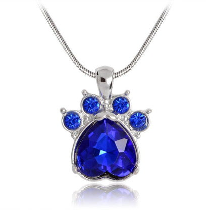 Paw Print Birthstone Charm Necklace