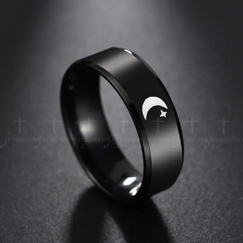 Ring - Unisex Black Stainless Steel Sun Moon Star Letdiffery Titanium Ring
