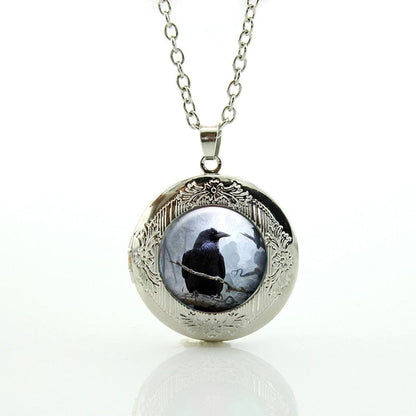 Raven Glass Pendant Necklace