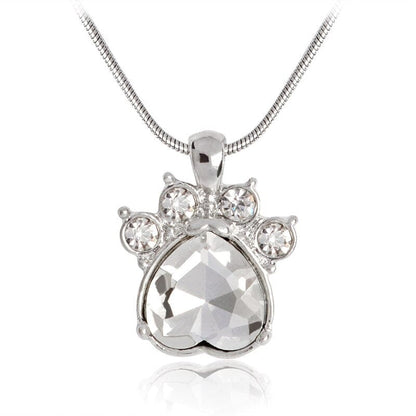 Paw Print Birthstone Charm Necklace