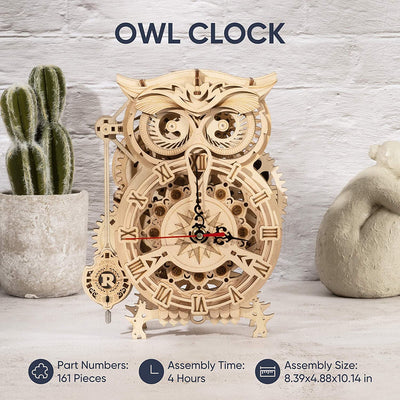 161pcs DIY 3D Owl Wooden Clock Toy Model - GiddyGoatStore