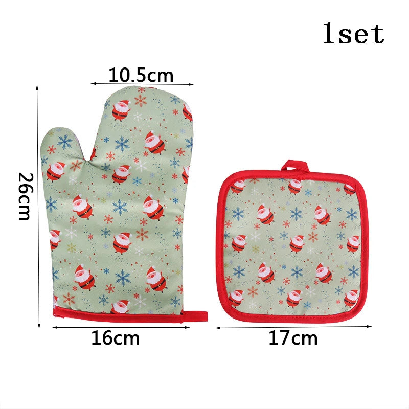 Christmas -  Microwave Gloves Two-piece Heat-resistant Oven Mitt