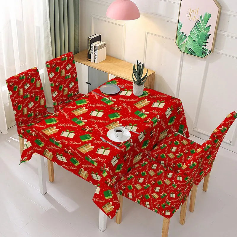 Christmas Rectangular Polyester Xmas Tablecloth