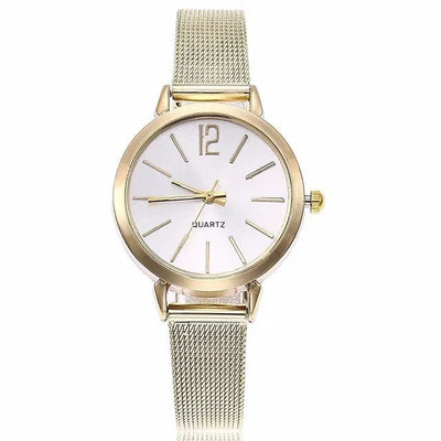 Watch - Women's Stainless Steel Silver Gold Mesh Strap Watch