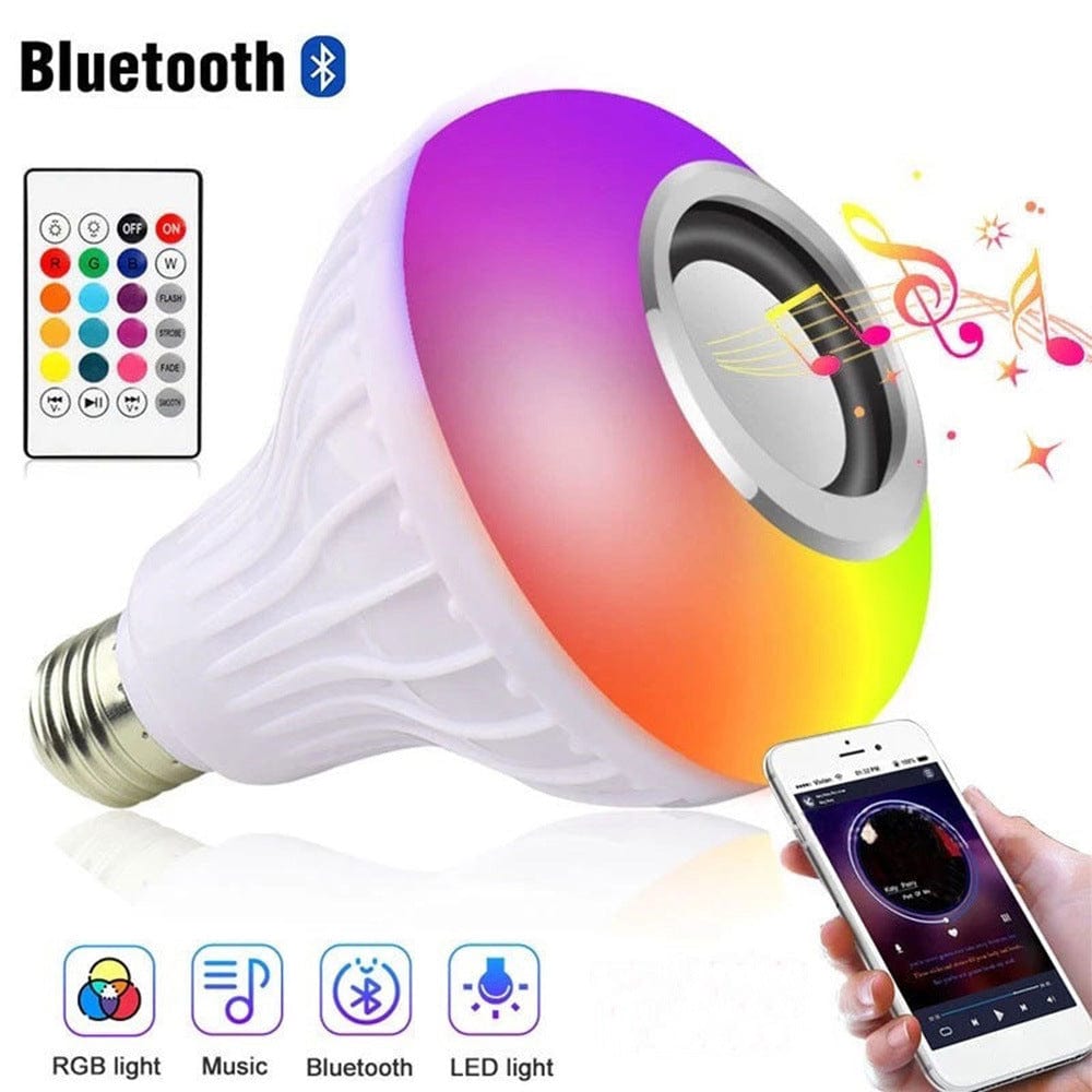 Wireless Bluetooth Speaker+12W RGB Bulb LED Lamp with Remote Control