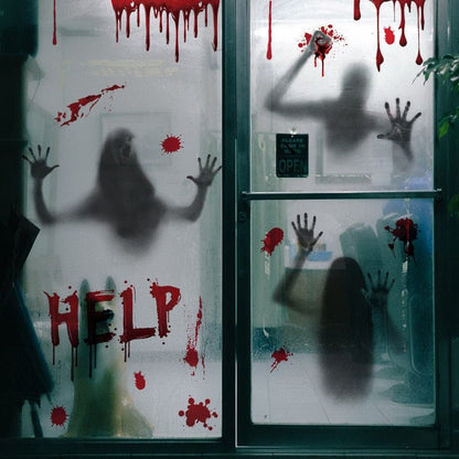 Halloween Decorative Windows Stickers - Bloody Handprint
