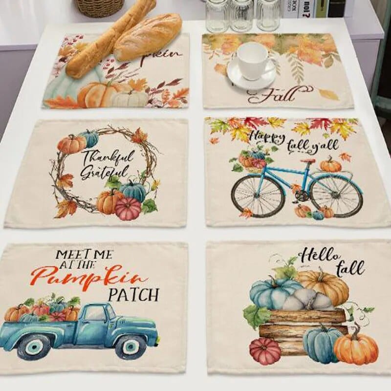 Thanksgiving Pumpkin Printed Table Place Mat - GiddyGoatStore