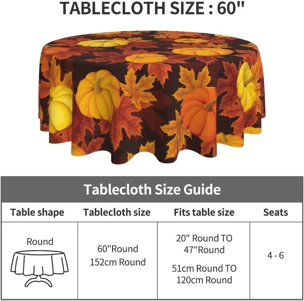 60 Inch Round Thanksgiving Rustic Table Cloth - GiddyGoatStore