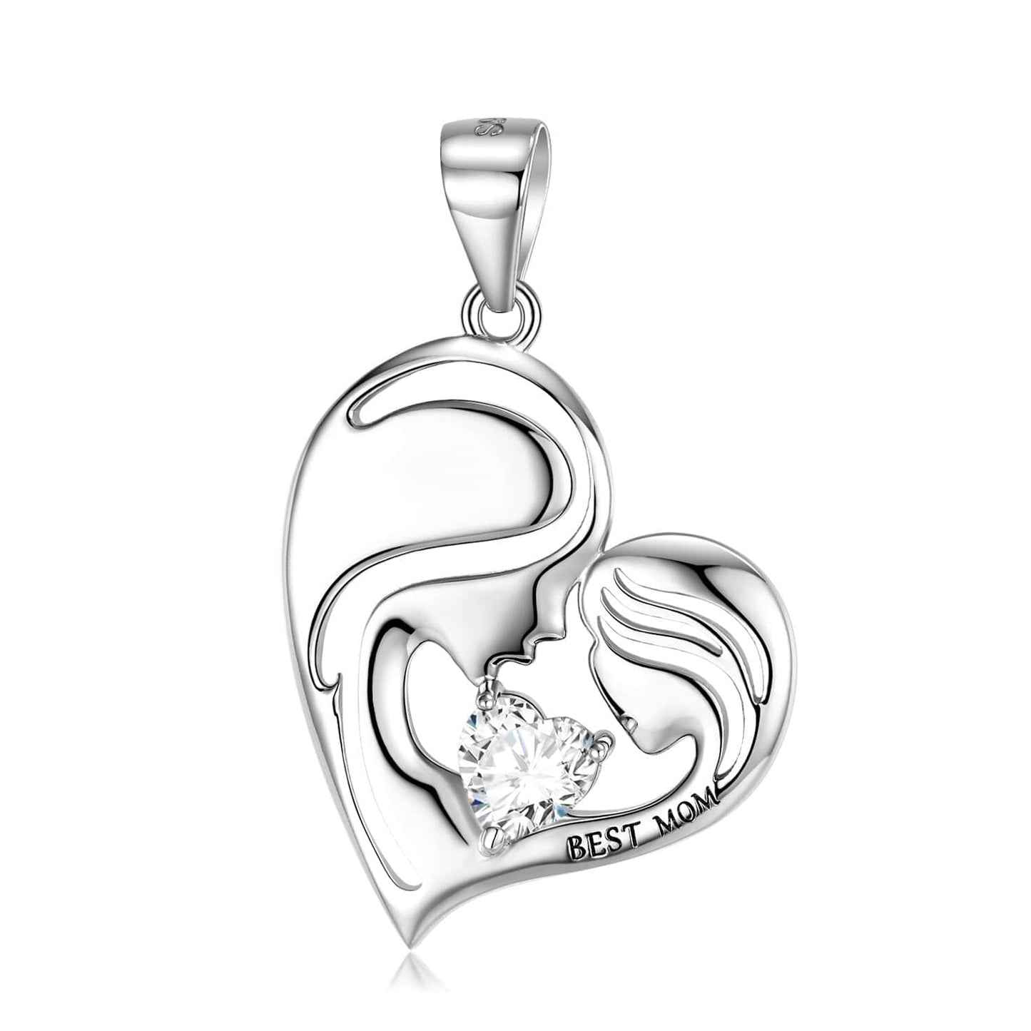 925 Sterling Silver Heart Mother Daughter Pendant