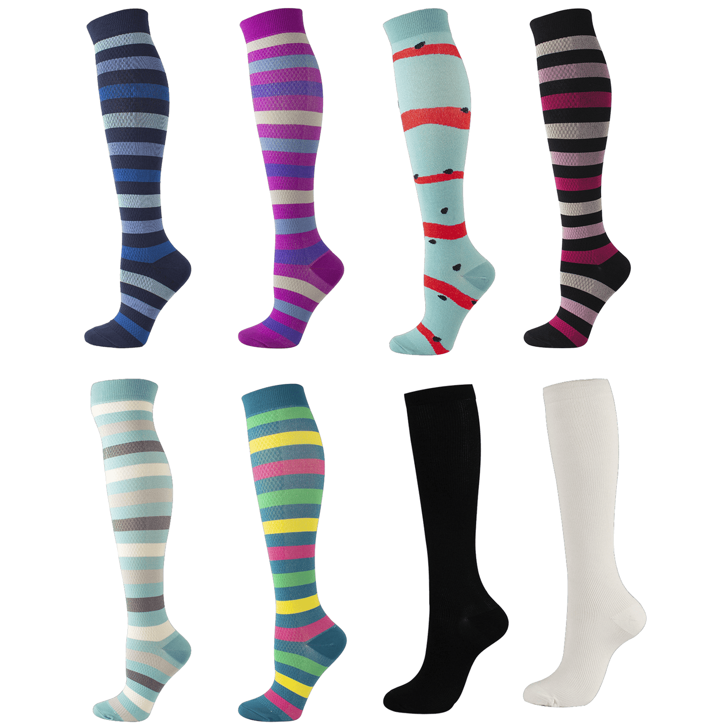 Knee-High Compression Socks - Stripes