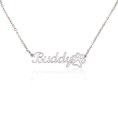 Personalized Paw Print Name Necklace - GiddyGoatStore