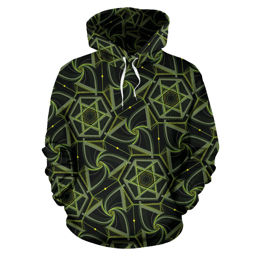 Hoodie - Green Geo Pattern - GiddyGoatStore