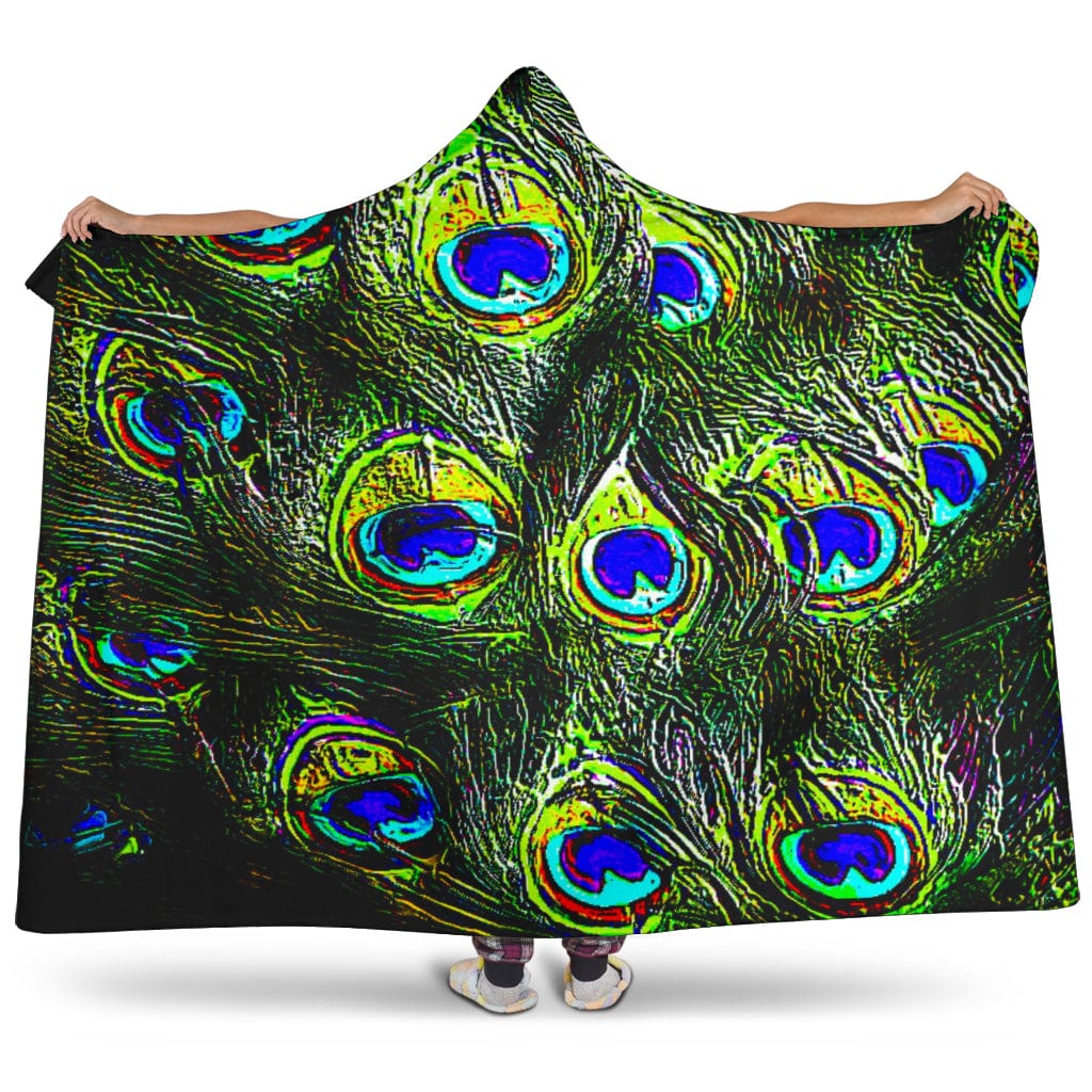Hooded Blanket - Peacock Feathers Bird Models - GiddyGoatStore