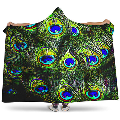 Hooded Blanket - Peacock Feathers Bird Models - GiddyGoatStore