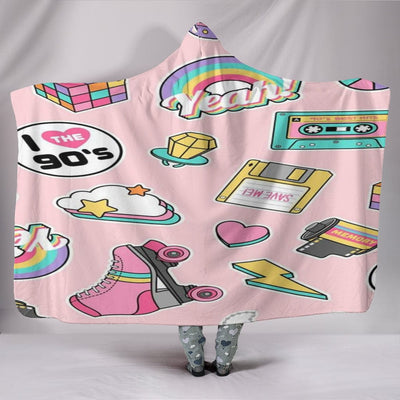 Hooded Blanket - I Love The 90's - GiddyGoatStore