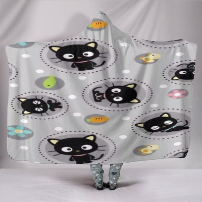 Hooded Blanket - Black Kitty - GiddyGoatStore