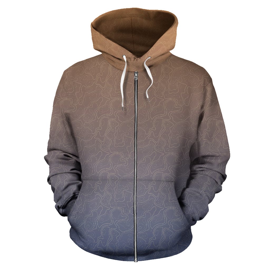 Zip-Up Hoodie - Topographic Print - GiddyGoatStore