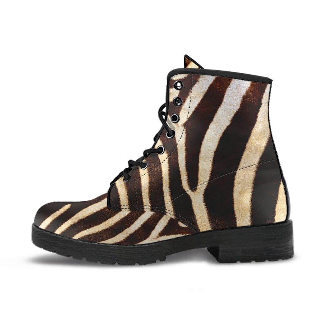 Leather Boots - Woman's Vegan Zebra - GiddyGoatStore