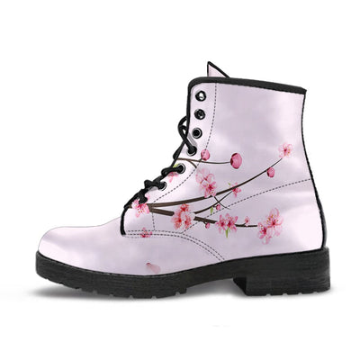 Leather Boots - Japanese Flowers - GiddyGoatStore