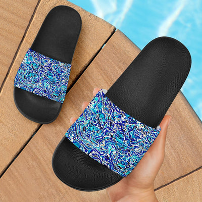 Sandals - Blue Cork Slide (Black) - GiddyGoatStore